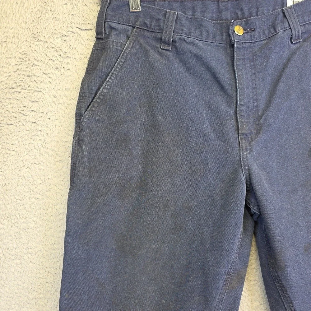 Carhartt Pants Mens 32x32 Blue Dungaree Fit Stained Ripped‎ Thrashed Carpenter